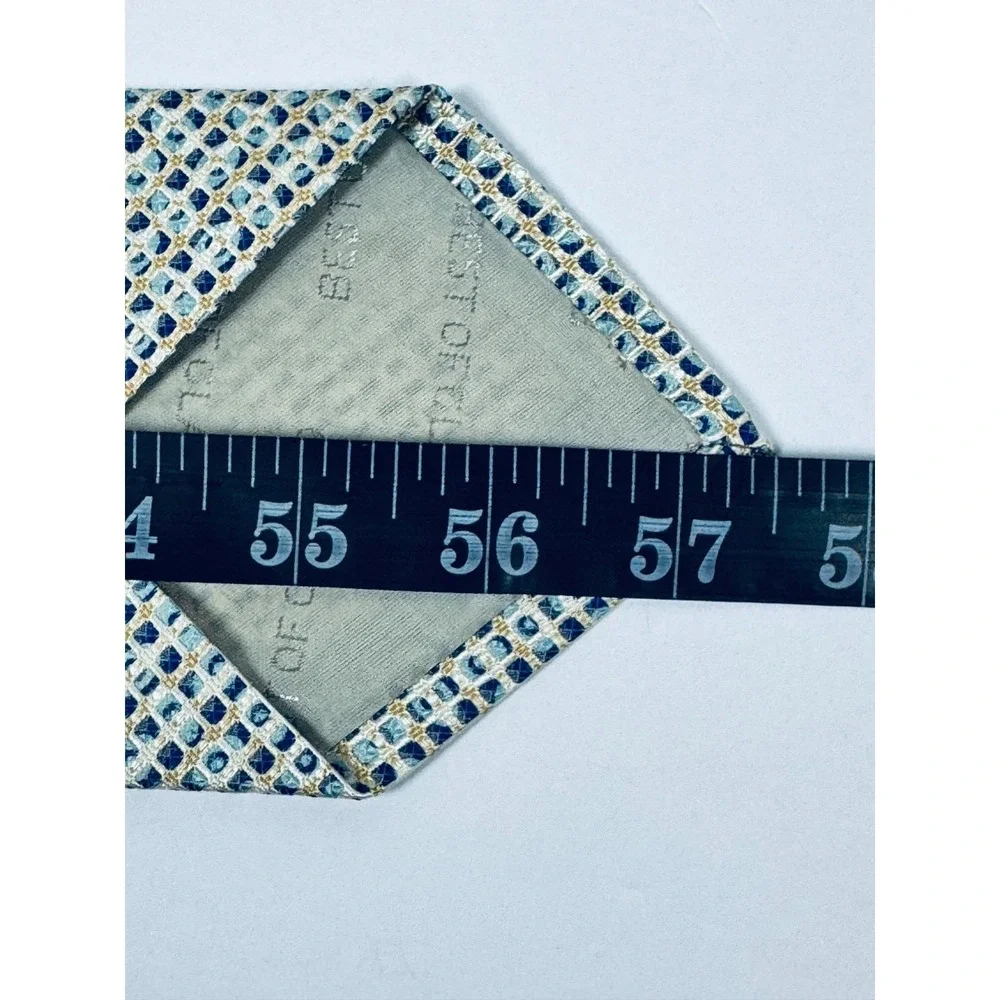 Robert Talbott Tie Blue Green Geometric Silk Necktie Classic Preppy‎ Made in USA